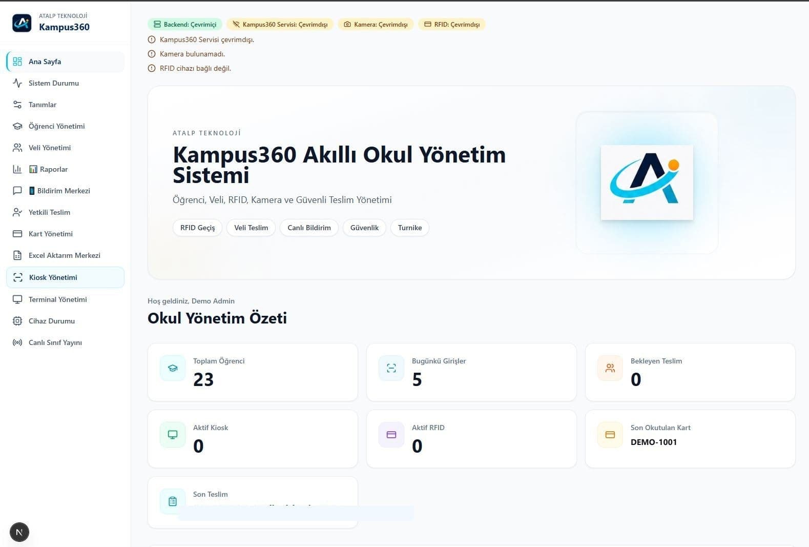 ATALP360 yönetim paneli ekranı